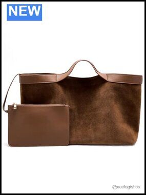 Genuine Suede Leather Tote Bag for Women with Shoulder Strap - Slouchy Handbag